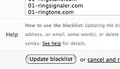A screenshot of the blacklist page in SimpleLog.