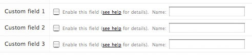 A screenshot of the custom fields preferences for SimpleLog.