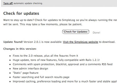 A screenshot of the manual update process for SimpleLog.