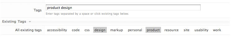 A screenshot of the tagging features in SimpleLog