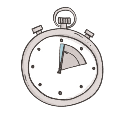 An illustration of a stop watch illustrating the amount of time saved.