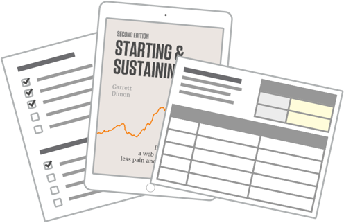 Illustration of a Playbook Checklist, eBook, and Spreadsheet