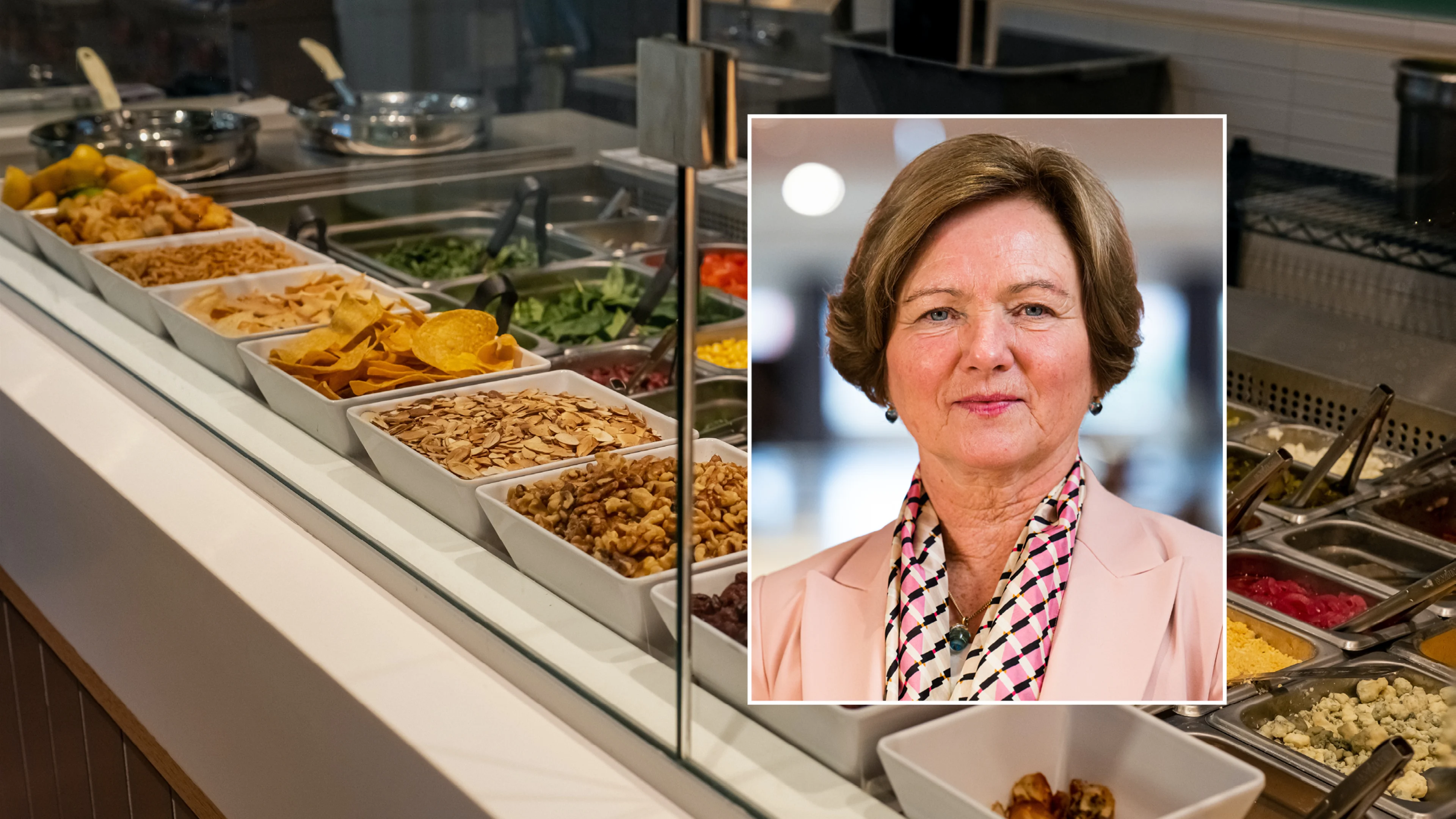 Elisabeth Morthen portrett over bilde fra kantine