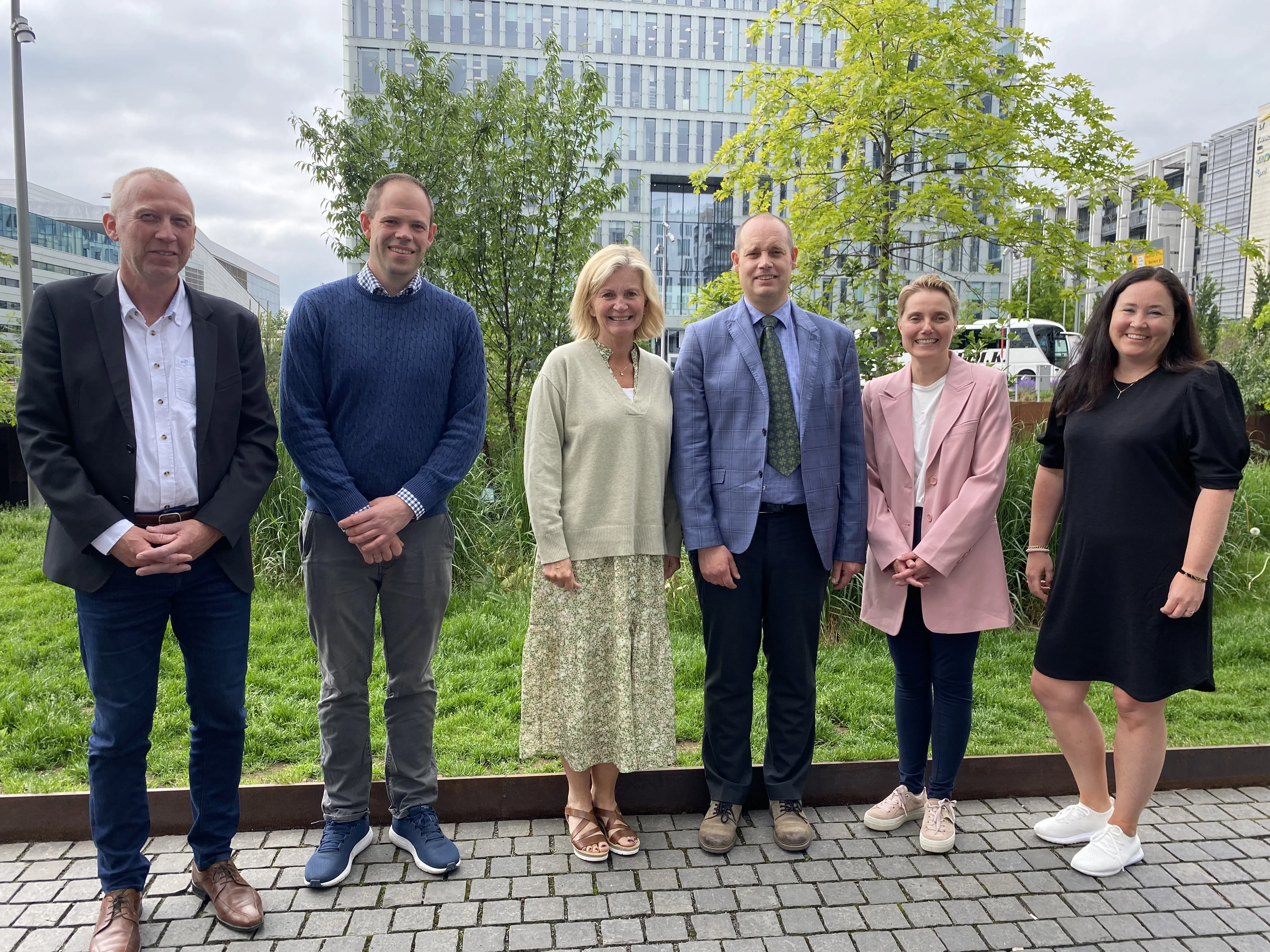 Styret i Gartnerhallen SA 2022-2023. F.v. Kjetil Lerfall, Leif Johann Rugsland, Ingunn Haugen Hegdal, Nils Olve Gillund, Aud Mari Folden, Edle Skavland