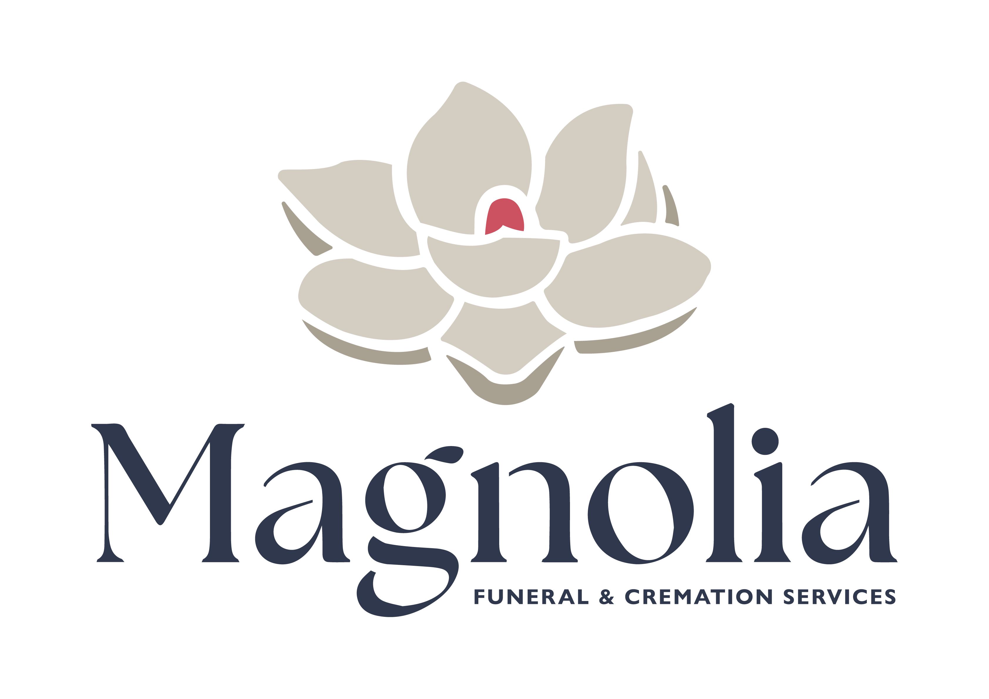 Magnolia Funeral & Cremation Services logo with gray flower icon and navy text