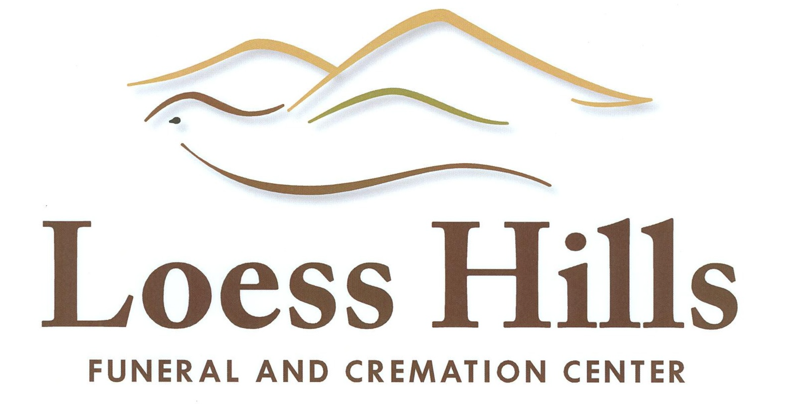 Loess Hills Funeral and Cremation Center logo with stylized tan and brown hills