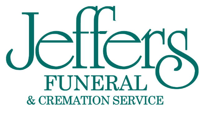 Jeffers Funeral & Cremation Service logo in teal text on a white background
