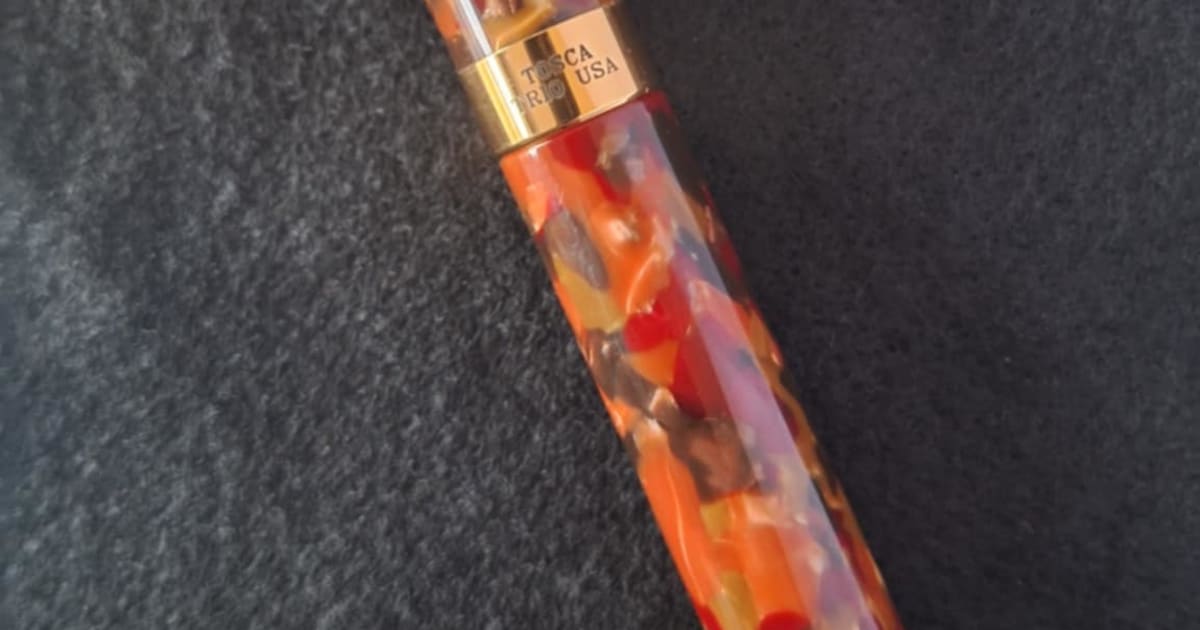 Danitrio Tosca Red / Rust Celluloid Fountain Pen, Jowo F nib | Gathermark