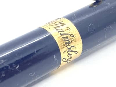 Vintage Mabie Todd Fyne Poynt Pencil In Blue And Gold Made In England Oc