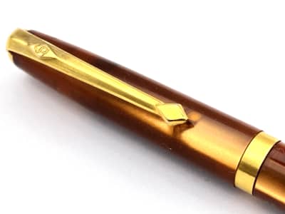 Vintage Conway Mini Ballpoint Pen In Translucent Honey Lumina Made In England