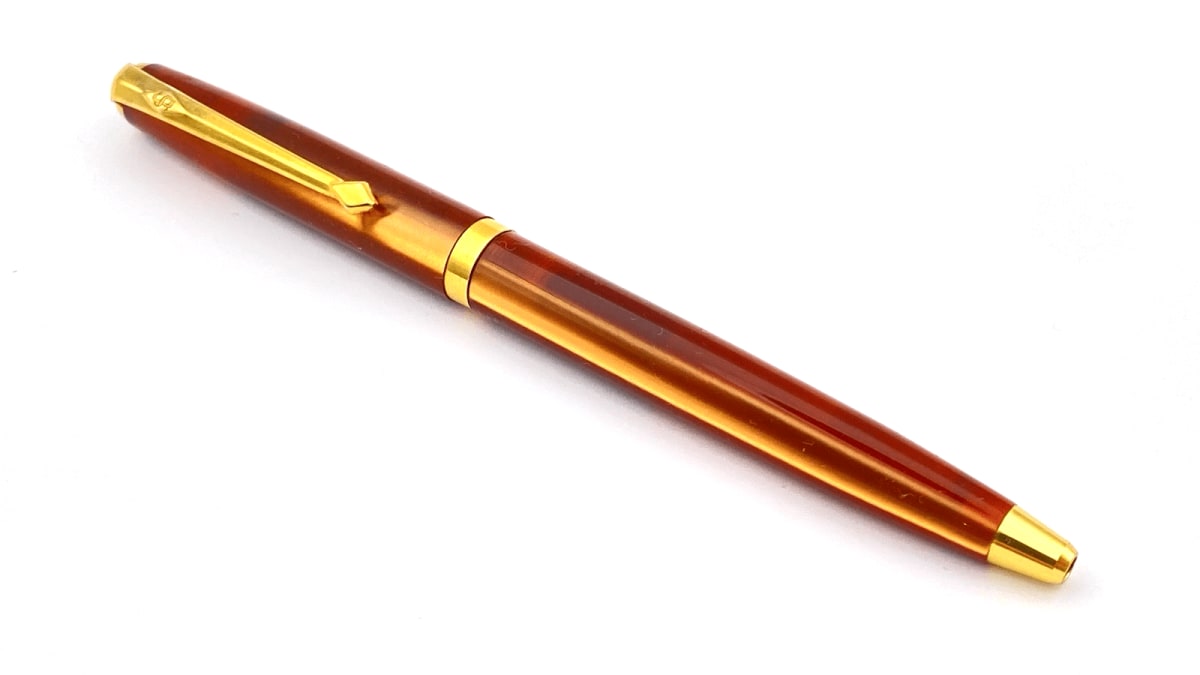 Vintage Conway Mini Ballpoint Pen In Translucent Honey Lumina Made In England