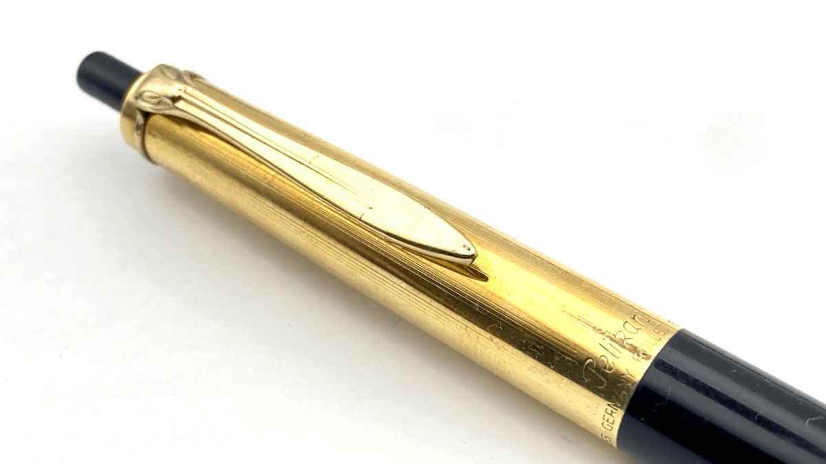 Vintage Pelikan 555 Ballpoint Pen Black And Double Rolled Gold Made In Germany