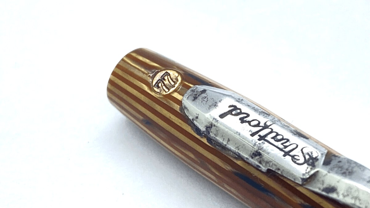 Vintage Stratford 77 Mechanical Pencil In Orange Striped Made In USA 1940`S