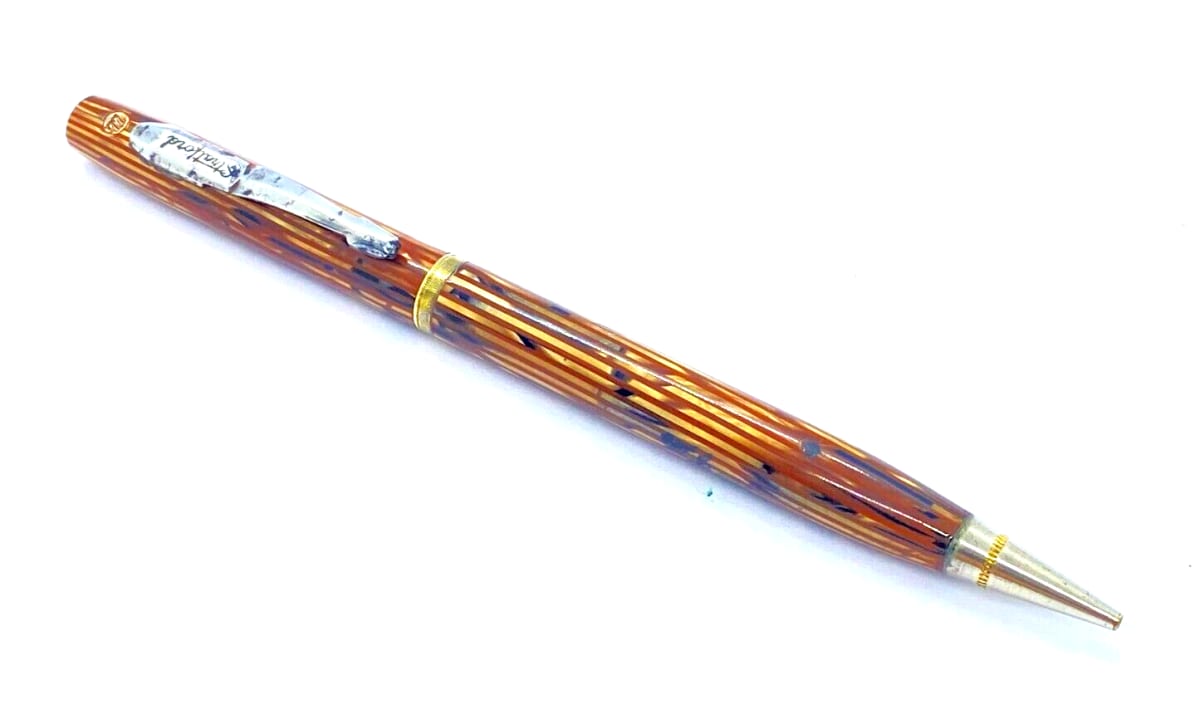 Vintage Stratford 77 Mechanical Pencil In Orange Striped Made In USA 1940`S