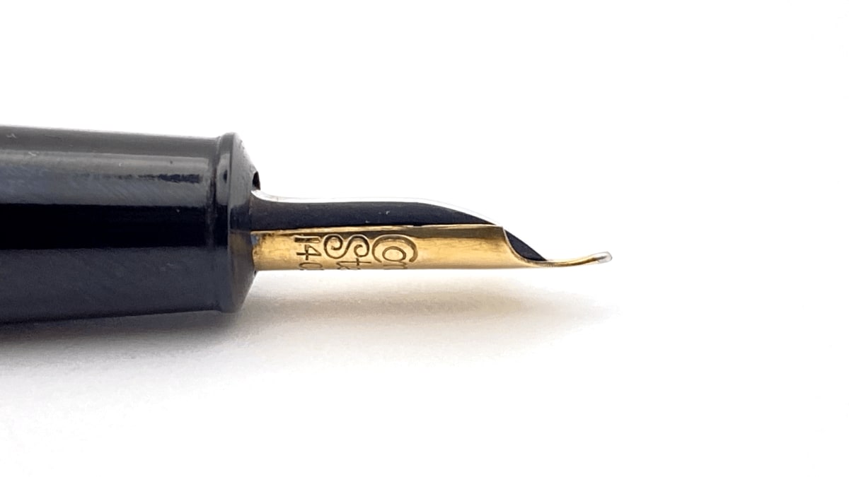 Vintage Conway Stewart 27 Fountain Pen In Blue Marble 14K Gold Oblique Fine NIB