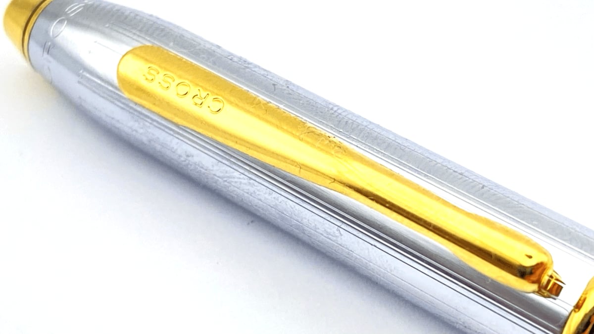 Cross Townsend Medalist Ballpoint Pen In Bright Chrome With Golden Trim