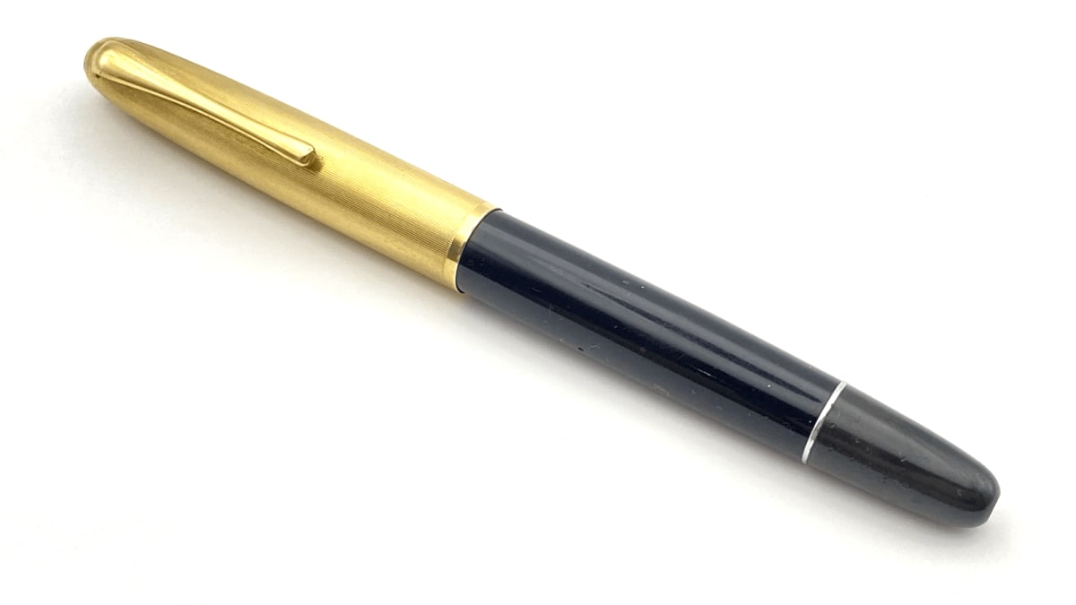Vintage Aurora 88 Fountain Pen In Blue Case Black And Gold 14K Medium NIB Italy