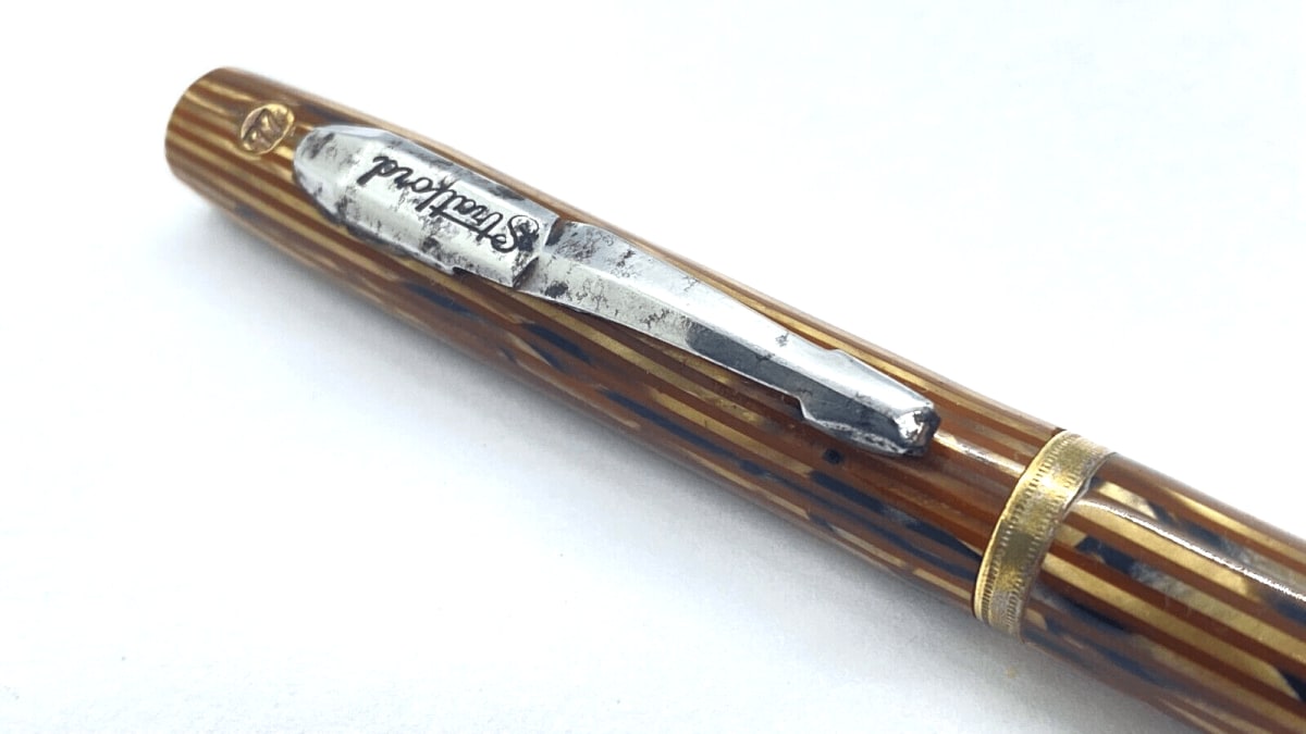 Vintage Stratford 77 Mechanical Pencil In Orange Striped Made In USA 1940`S