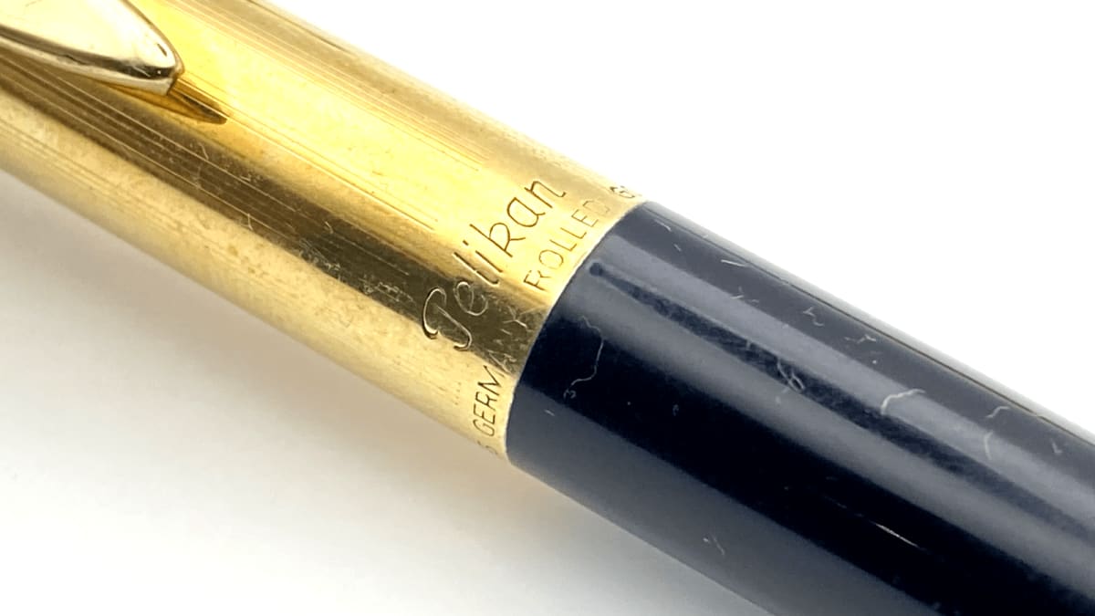 Vintage Pelikan 555 Ballpoint Pen Black And Double Rolled Gold Made In Germany