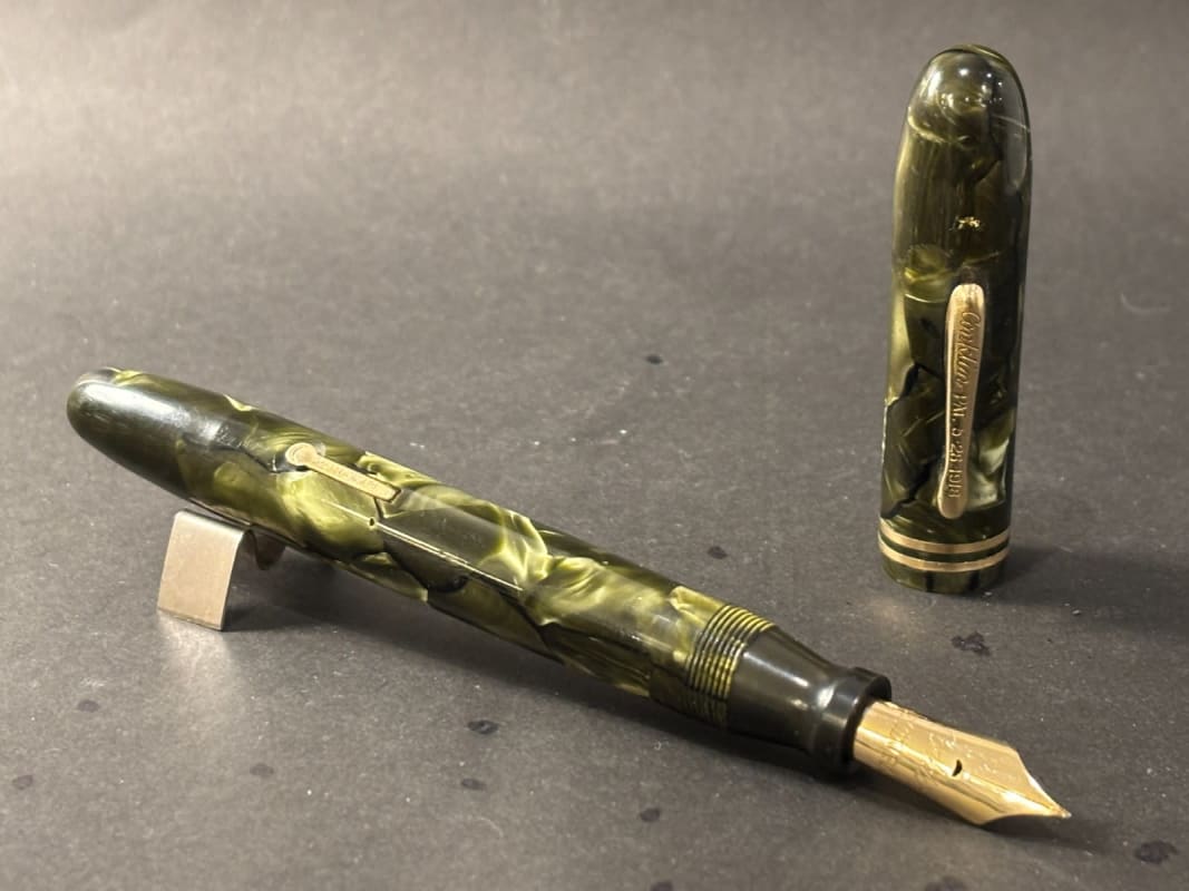 Conklin Endura Symetrik Fountain Pen 1930S Marbled Green -Restored (Bfp680)