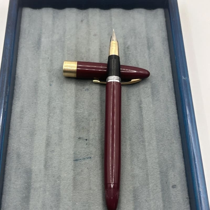 Sheaffer Vintage White Dot Burgundy Snorkel Pen--14K Gold Medium NIB