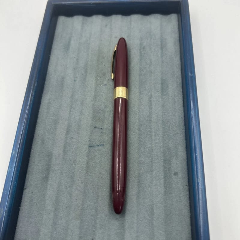 Sheaffer Vintage White Dot Burgundy Snorkel Pen--14K Gold Medium NIB