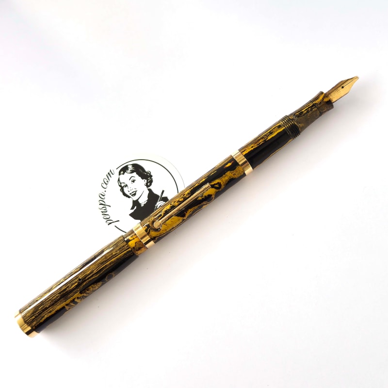 Rare Swan 130 C Yellow Ripple Hard Rubber Fountain Pen with OBBB Flex Nib