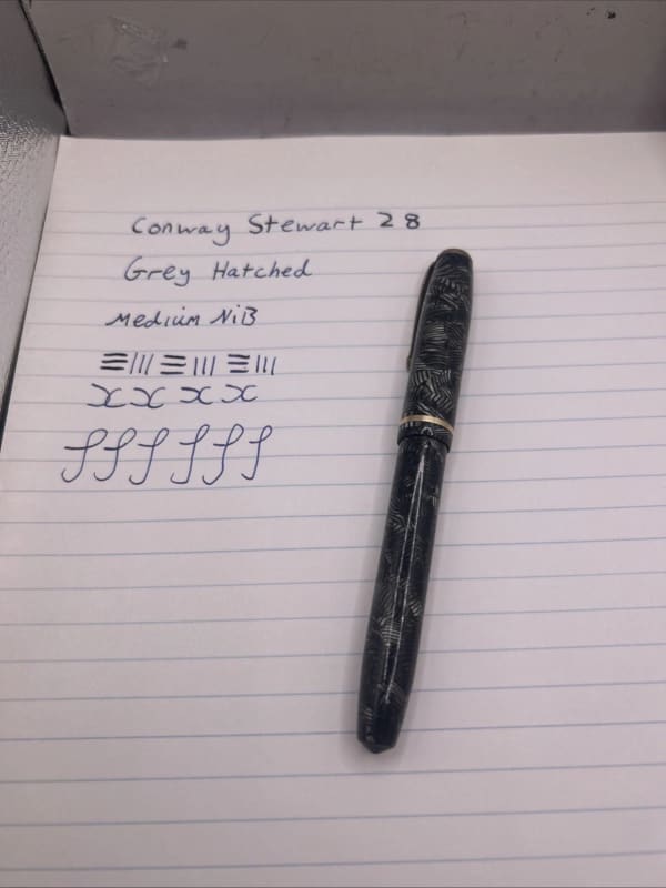 Vintage The Conway Stewart Grey Hatched 28 Fountain Pen Medium Nib