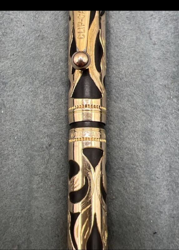 Waterman 0512 1/2 Fountain Pen Rose Gold Fill Trefoil Filigree Eyedropper M Flex