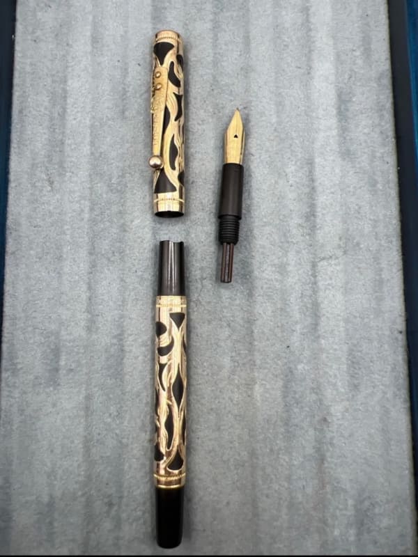 Waterman 0512 1/2 Fountain Pen Rose Gold Fill Trefoil Filigree Eyedropper M Flex