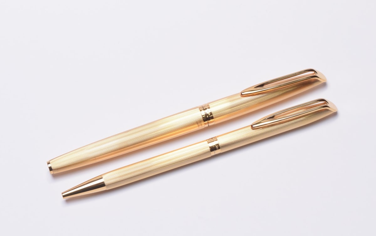 Beautiful 1960 Waterman C/F (CF) Gold Plated "Plaque OR G" First Cartridge Filler 18K EF Gold Nib Fountain & Ballpoint Pen Set In Box with Original Converter