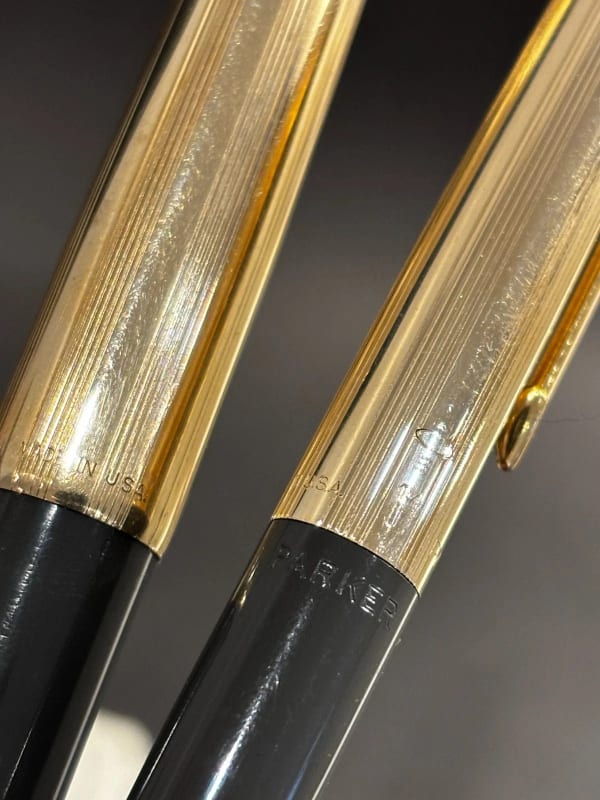 Parker 61 Fountain Pen + Pencil Set Grey Gold Cap USA - Restored (Bfp705)