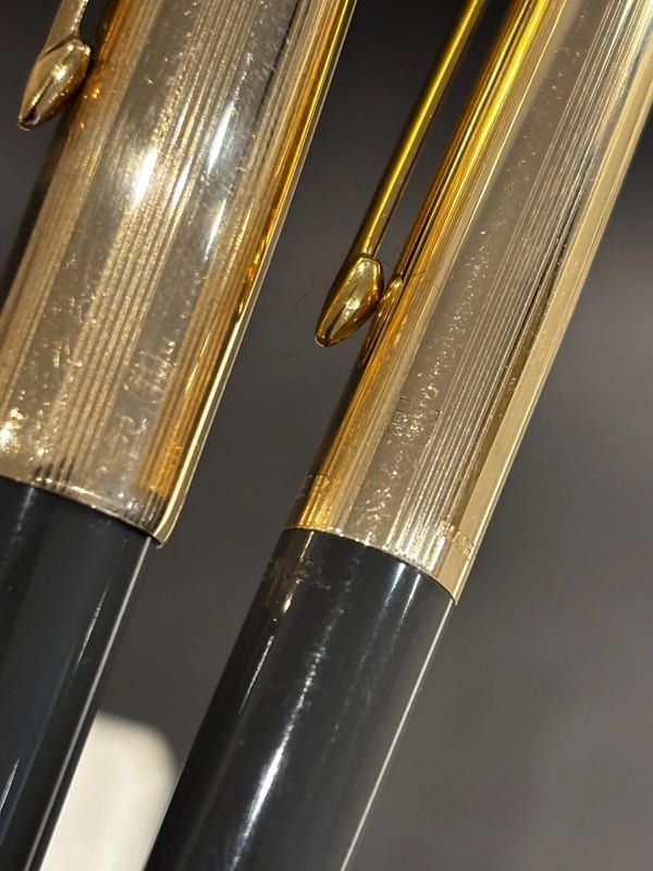 Parker 61 Fountain Pen + Pencil Set Grey Gold Cap USA - Restored (Bfp705)