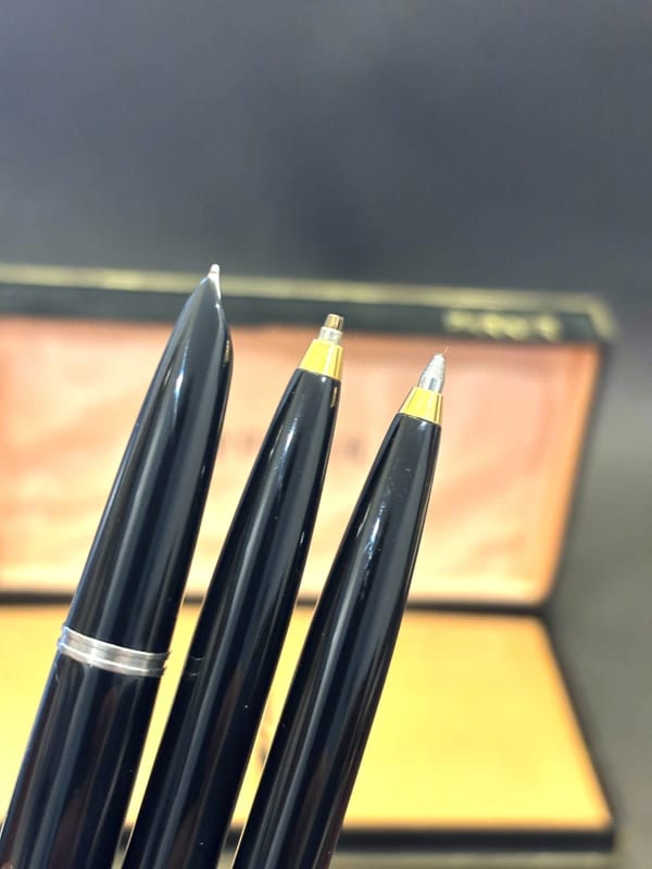 NOS Rare Parker 51 Aerometric Fountain Pen Black 3 Pieces Argentina (Bfp671)
