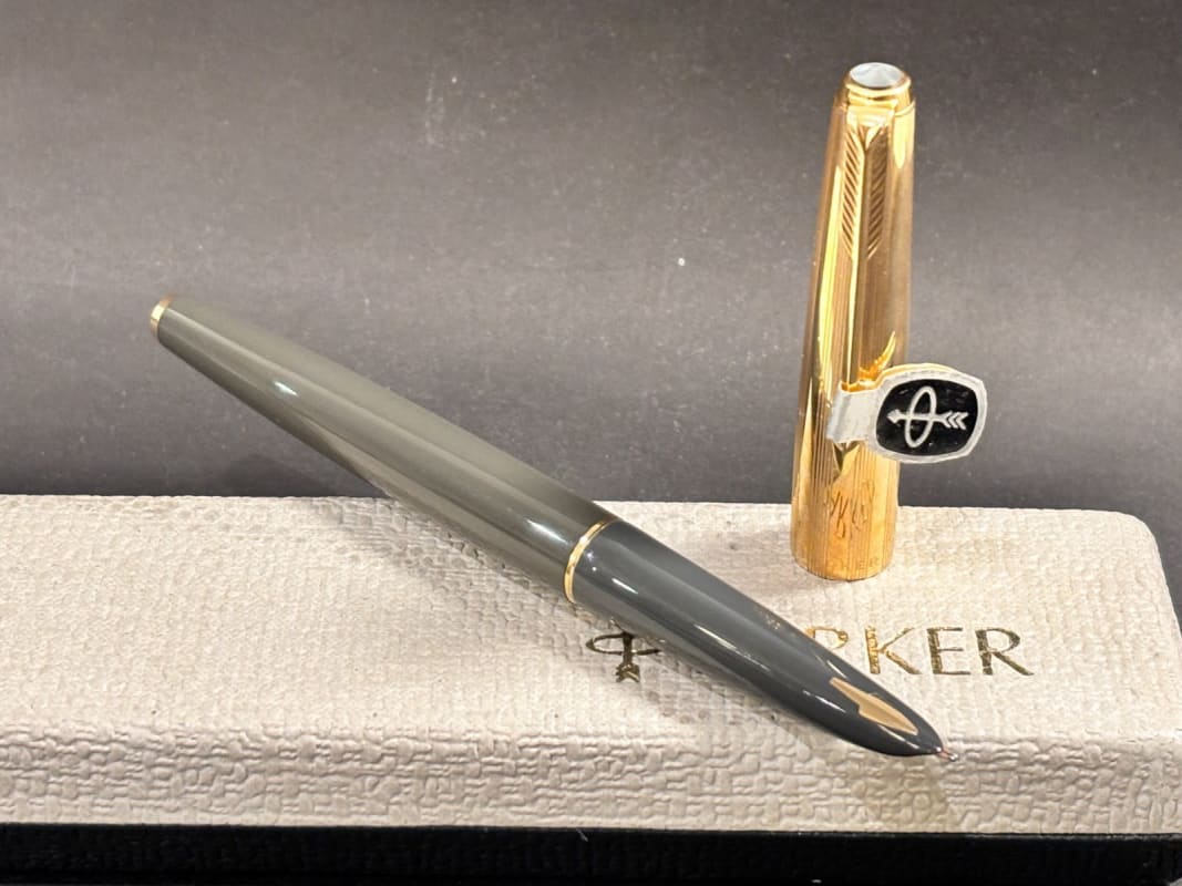 Parker 61 Fountain Pen Grey Gold Filled Cap - NOS (Bfp697)