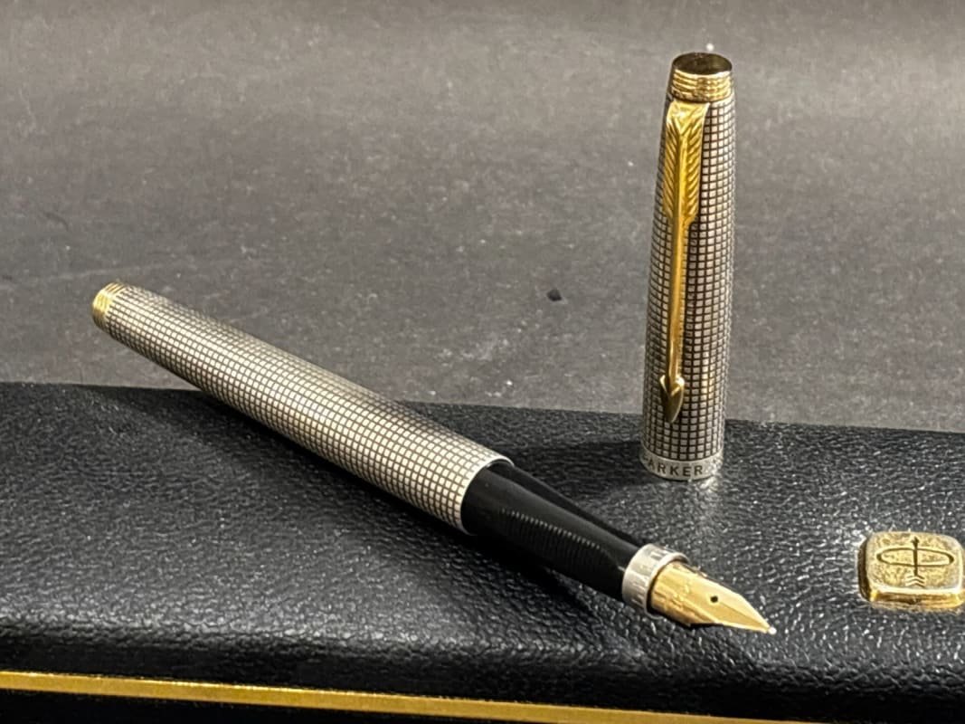 Parker 75 Cisele Sterling Silver Fountain Pen Flat Tassie - NOS (Bfp714)