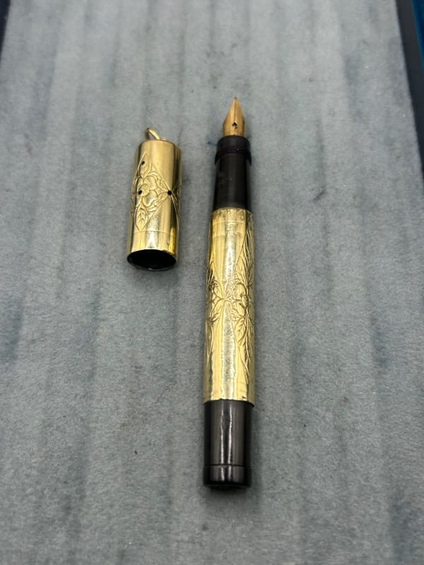 waterman 42 1/2 V gold overlay Safety Fountain Pen