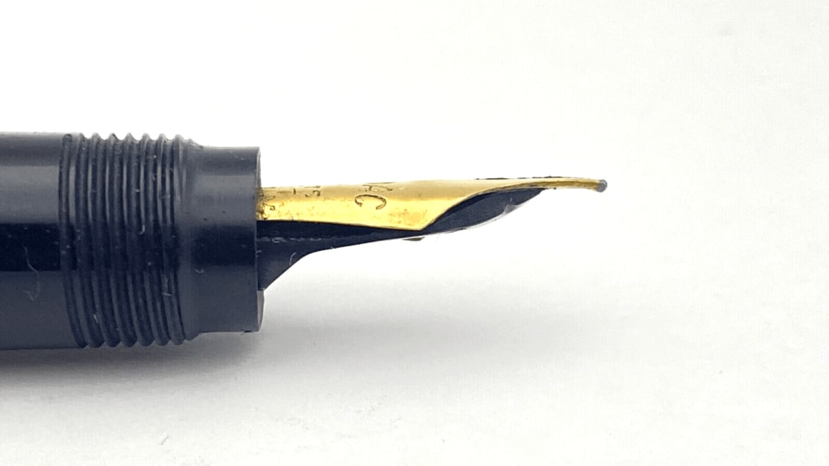 Vintage Abel Safety Fountain Pen In Sterling Silver 18K Gold Medium NIB France
