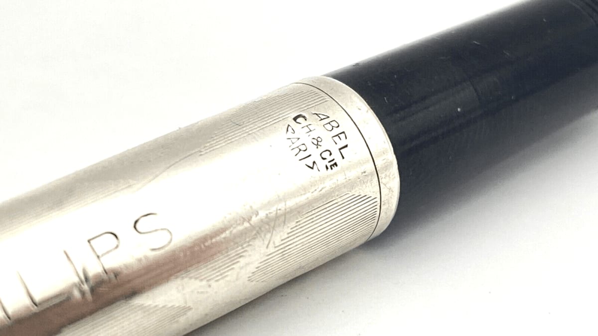 Vintage Abel Safety Fountain Pen In Sterling Silver 18K Gold Medium NIB France