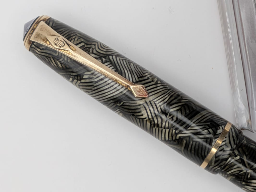 Conway Stewart No. 28 1950'S – Grey Hatch / Herringbone Celluloid – Fully Restored