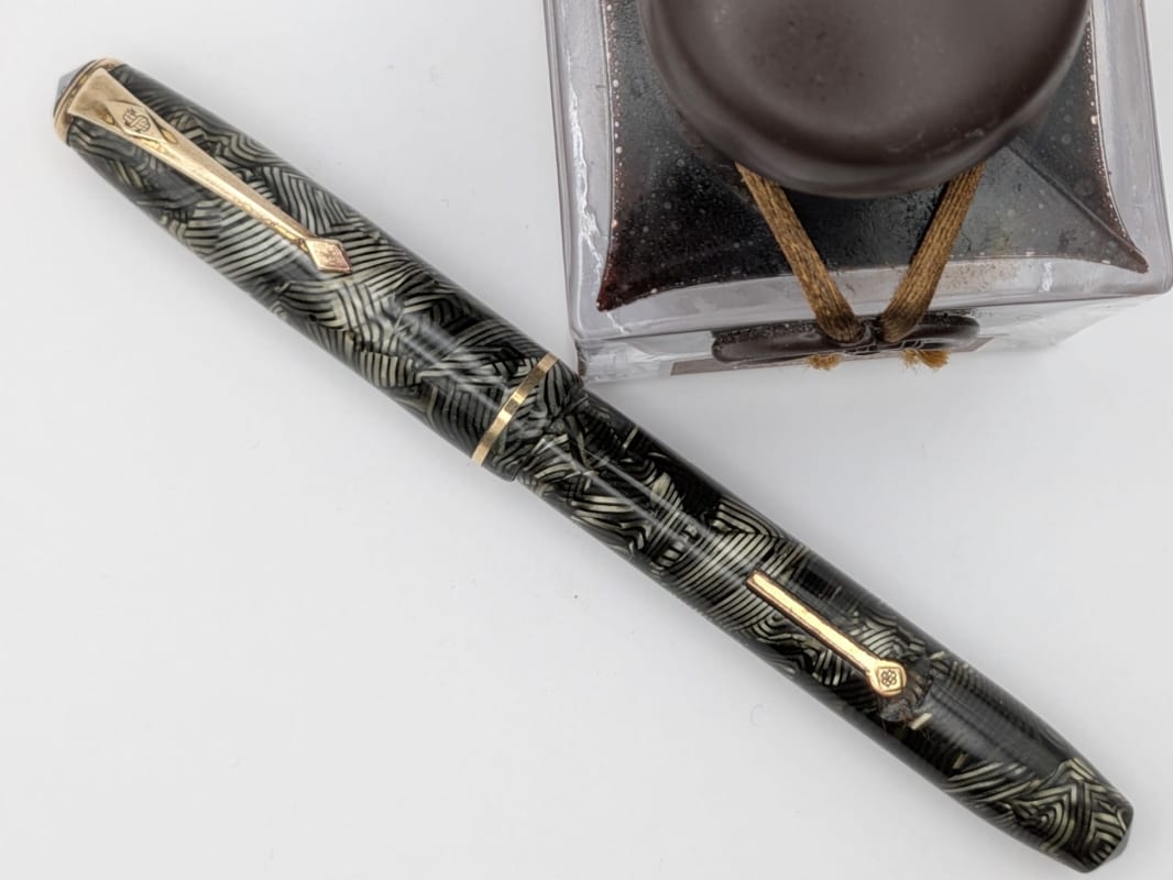 Conway Stewart No. 28 1950'S – Grey Hatch / Herringbone Celluloid – Fully Restored