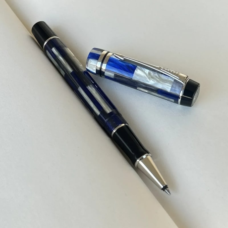 Preowned Parker Duofold MK II Mosaic Blue Rollerball Pen