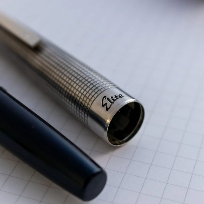 Vintage 1977 Pilot Elite Sterling Silver Cross Hatch 18K Fm Pocket Fountain Pen