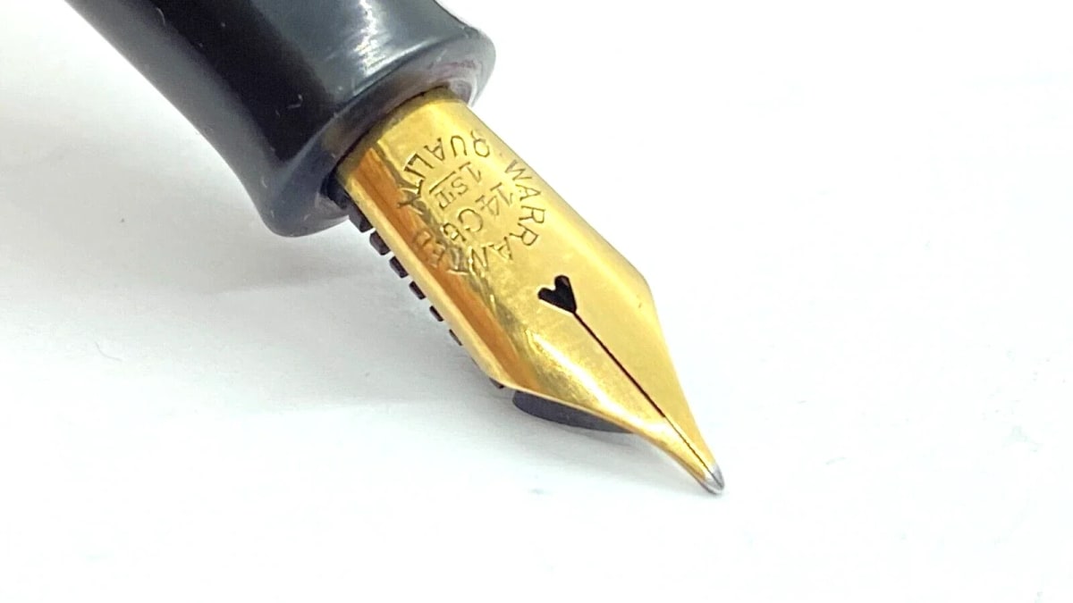 Vintage National Security Fountain Pen Green Diagonal Lines 14K Gold Medium NIB