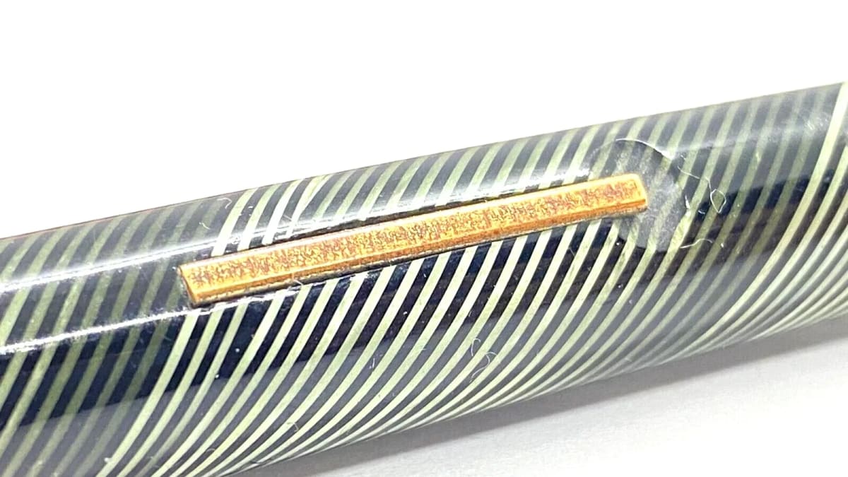 Vintage National Security Fountain Pen Green Diagonal Lines 14K Gold Medium NIB