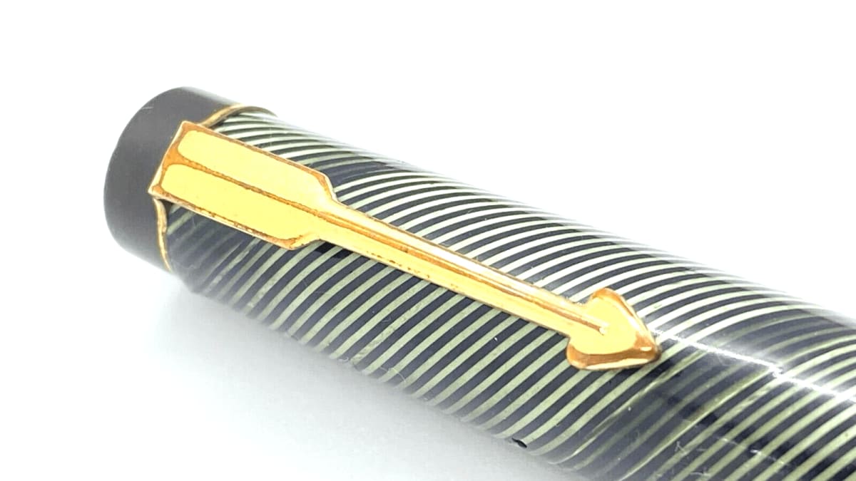 Vintage National Security Fountain Pen Green Diagonal Lines 14K Gold Medium NIB