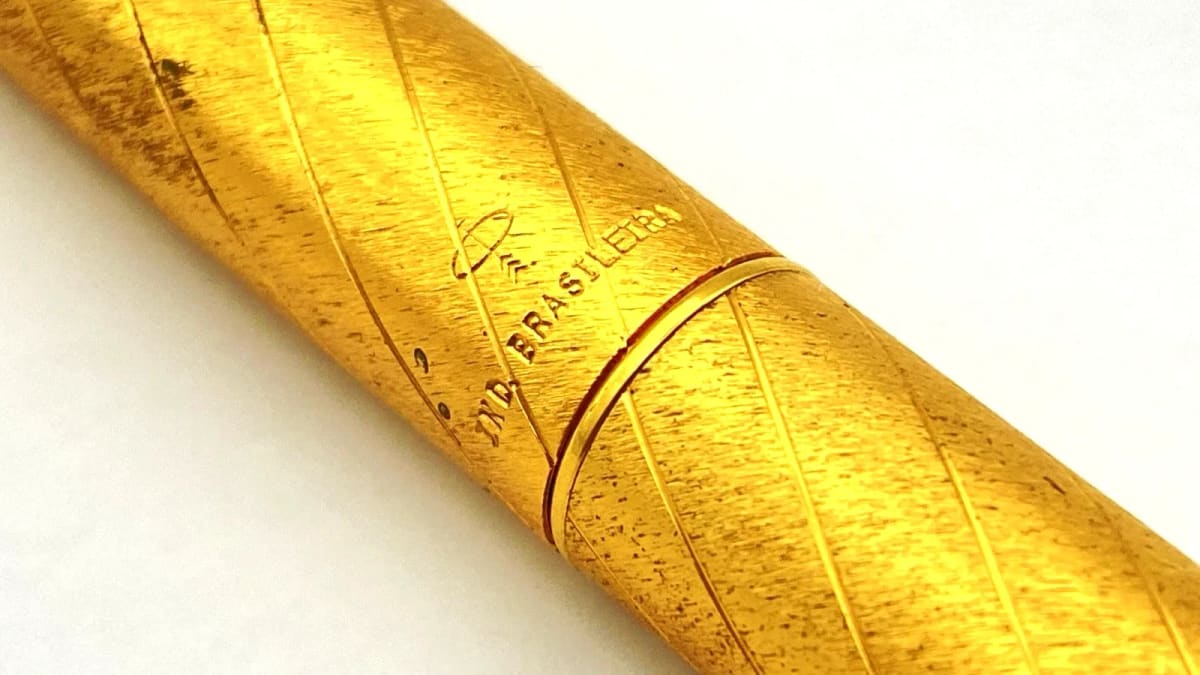 Vintage Parker 45 Brocade Fountain Pen 14K Gold Medium NIB Made In Brazil Sb