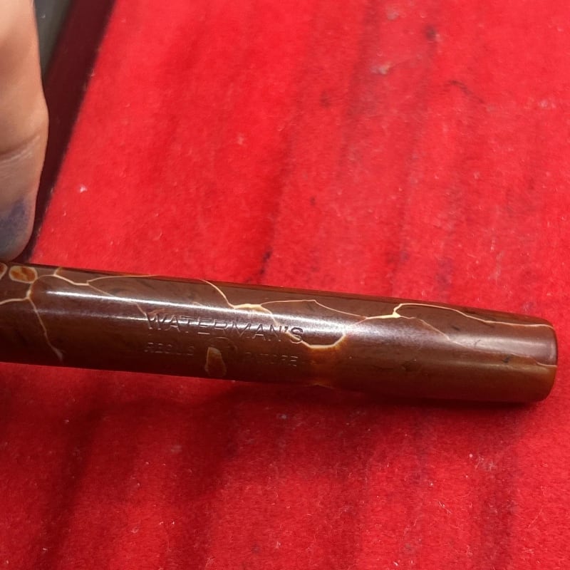 Lovely Rare Vintage Waterman'S 94 Fountain Pen Red Swirl - 14Ct Gold M Flex Nib