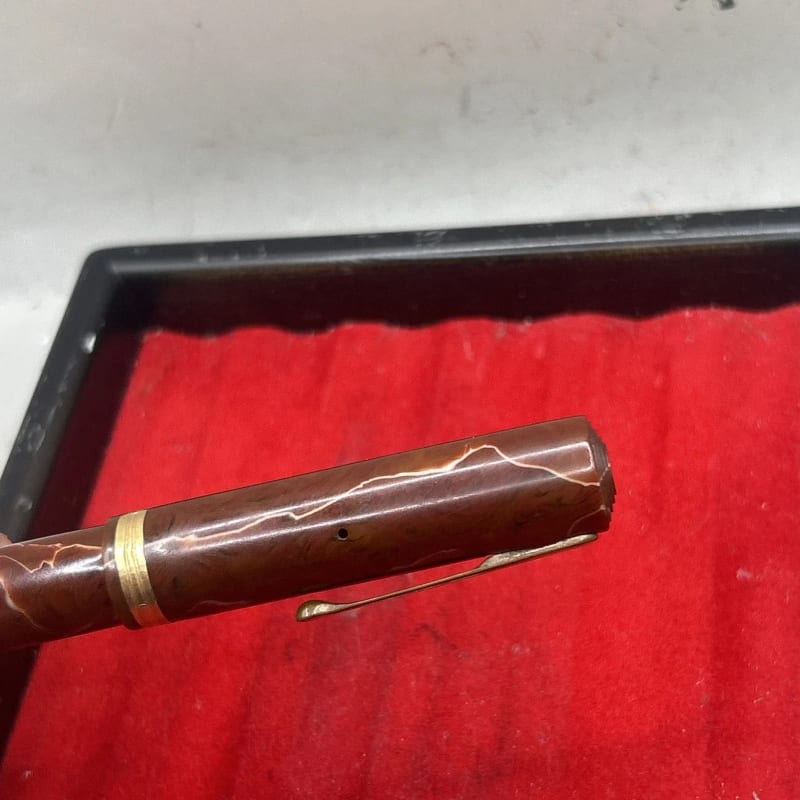 Lovely Rare Vintage Waterman'S 94 Fountain Pen Red Swirl - 14Ct Gold M Flex Nib