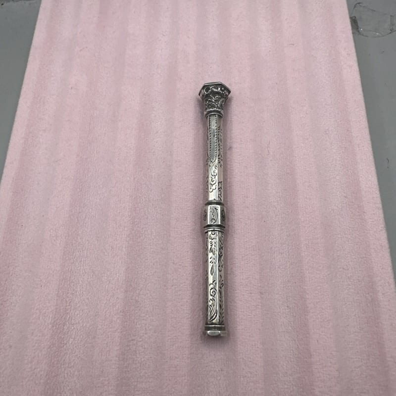 Antique Silver Victorian Propelling Pencil With Purple End Stone Amethyst?